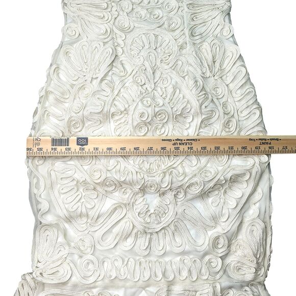 JS Collection Soutache Embroidered Dress Size 2 Cream Sleeveless Midi Event Glam - Picture 13 of 14